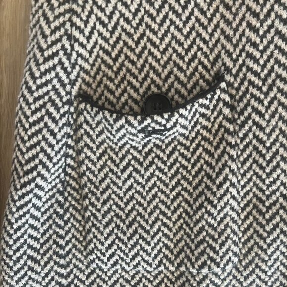 Damask Black & Tan Chevron Sweater Coat Jacket Medium - Picture 9 of 11